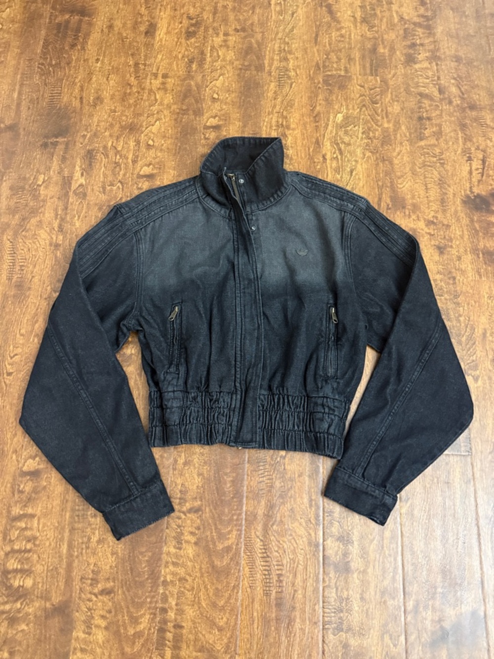 Black Adidas Women's Cropped Zip-Front Jacket Size S